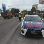 Mobil Truk Bermuatan Kayu Jenis Batang Karet Terguling