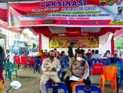 Dialog Interaktif Poldasu Bersama Kapolsek Patumbak Yang Dilaksanakan Secara Daring Dilokasi Vaksinasi