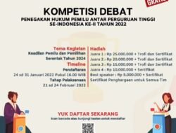 Bawaslu Adakan Kompetisi Debat Penegakan Hukum Pemilu Antar Perguruan Tinggi Se – Indonesia Ke – II Tahun 2022