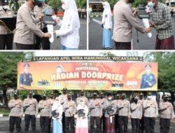 AKBP Arman S.IK, M.Si Serahkan 3 Sepeda Motor Pemenang Undian Doorprize Vaksinasi Serentak di Polres Sampang