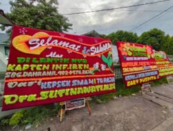 Pergantain Koramil 402-04 Tanjung Raja mendapat banyak ucapan karangan bunga