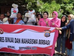Bersama Mahasiswa, Polres Binjai Bagikan Sembako