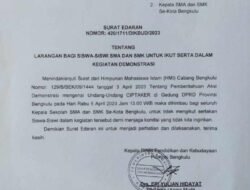 Ciderai Nama HMI, Dinas Pendidikan dan Kebudayaan Prov. Bengkulu Diminta Klarifikasi SE Yang Beredar