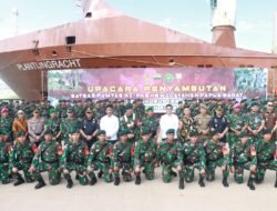 Kapolresta Barelang Hadiri Upacara Penyambutan Satgas PAMTAS RI – PNG Wilayah Papua Barat Yonif RK136/TS Tahun 2023