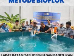 Dukung Ketahanan Pangan, Lapas Batam Tabur Benih Ikan Nila