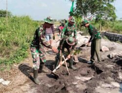 Pra TMMD Ke-124 Kodim 0817/Gresik, Genjot Pembangunan Tembok Penahan Tanah di Desa Banter