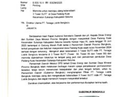 Ada apa.? Gubernur Menyurati PT Tenaga Listrik Bengkulu Terkait SUTT