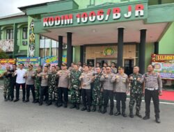 Polres Banjarbaru Kunjungi Kodim 1006/Banjar, Berikan Ucapan Selamat HUT TNI ke-80