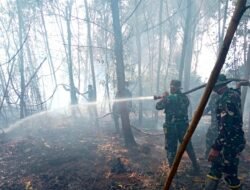 Tak Kenal Lelah, Satgas Lanud Sjamsudin Noor Perangi Karhutla di Lahan Gambut